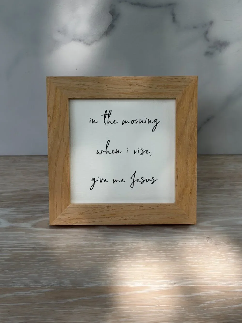 Give Me Jesus Mini Framed Canvas Art 4x4 Natural Rustic Tiered Tray Shelf Sitter